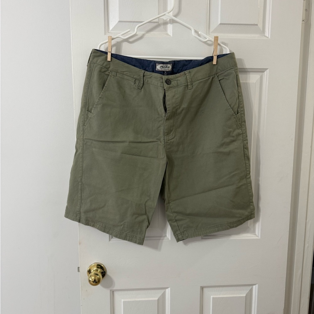 Dry Goods Green Flat Front Casual Shorts